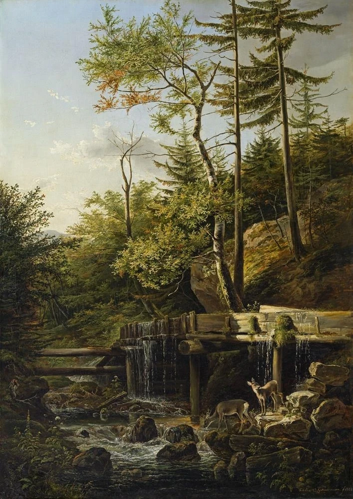Cervo in un ruscello, 1828